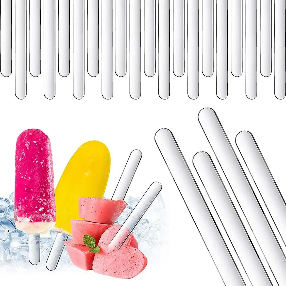 Ice Cream Sticks 20Pcs Clear Reusable Rose Gold Handmade Summer Ice Cream Bars DIY Crafts Home Acrylic Popsicle Sticks ice cream sticks,disposal lollipop sticks