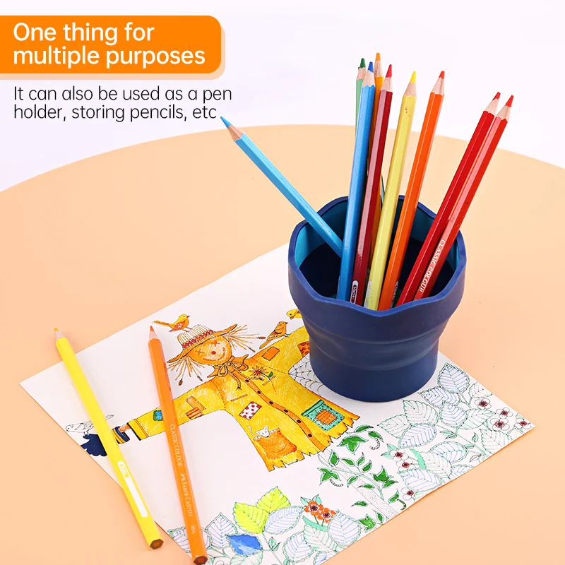 Faber Castell  Watercolor Paint Washing Bucket Scalable Telescopic Art Wash Pen Cup Portable Folding Brush Washer Art Supplies 6
