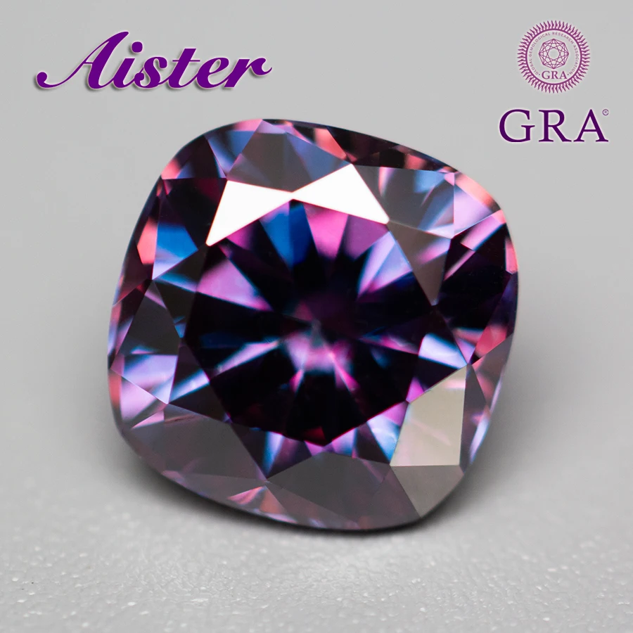 New Royal Purple Moissanite Stone Sq Cushion Cut Pass Diamond Tester Con Rapporto Gra