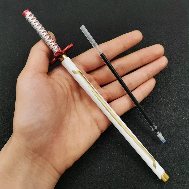 Demon Slayer Anime Model Gel Pen 0.5mm Black Refill Pen Rack Cosplay Prop Sword For Kid Student Gift