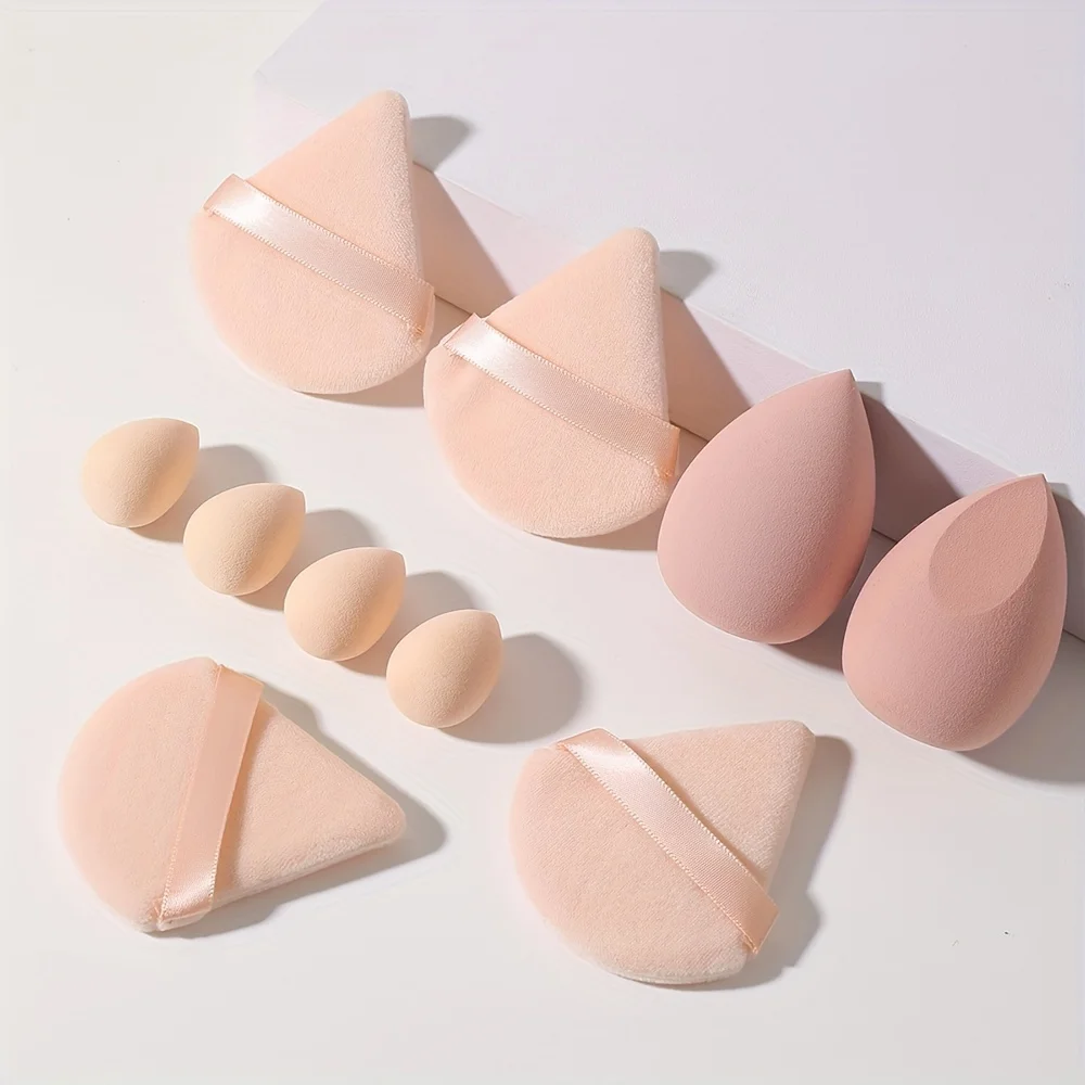Makeup Sponge&Puff Combo Velour Powder Puffs Hydrophilic Blenders Dual-Use