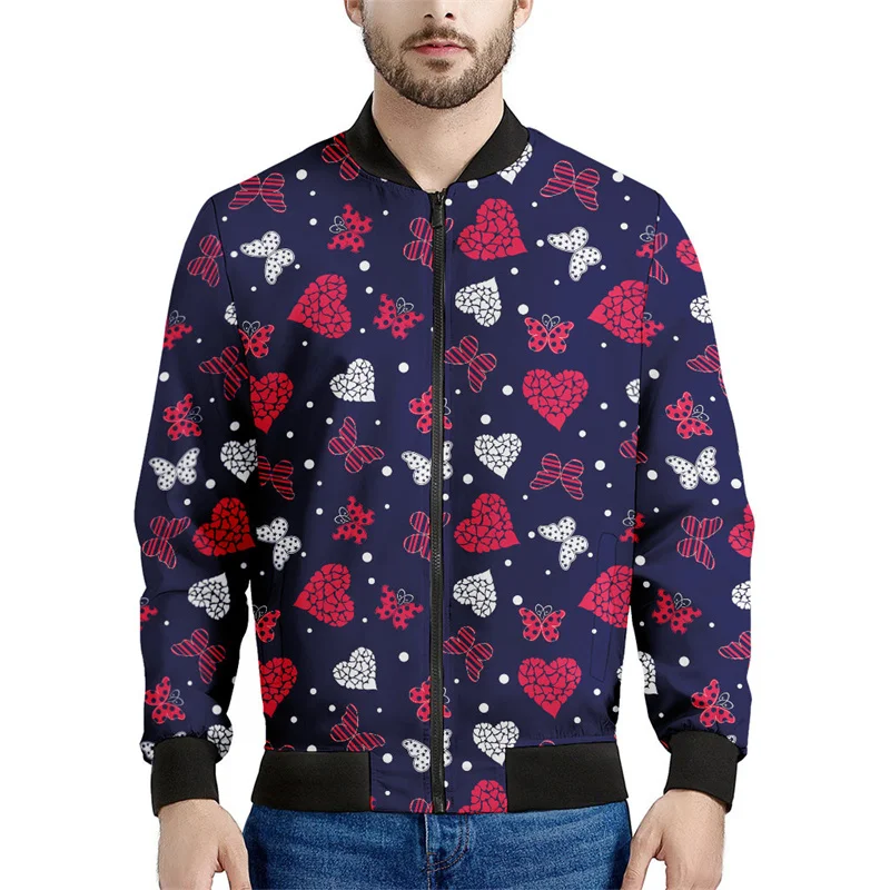 thumbnail image 1 of Chaqueta con estampado 3D de mariposa e insectos de dibujos animados, ropa para hombre, sudadera holgada, chaqueta estilo aviador informal con cremallera, abrigo de calle, 1 of 5