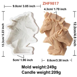 Animal Head Silicone Mold for Crafting and Baking - Candle, Soap, Resin, and Plaster Casting Tool (Double Horse Head2)