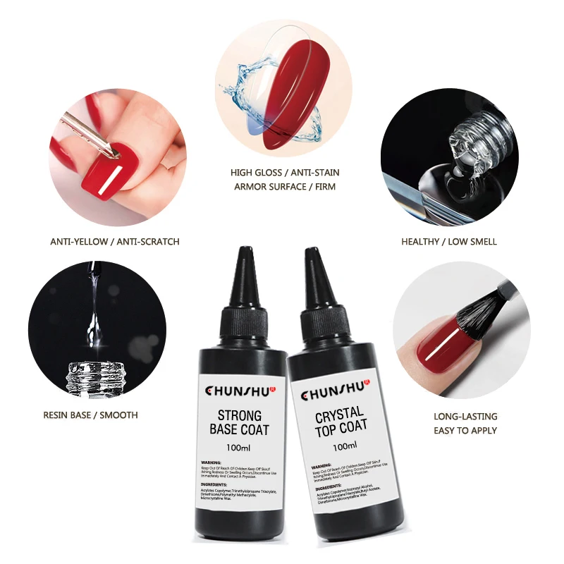 CHUNSHU Strong Base Top Coat 100ml Salon Refiller Nail Gel Polish
