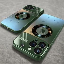 Luxury Matte Magnetic Wireless Charging Case with Glass Lens Camera Protection Cover - iPhone 14 Pro Max (Green)