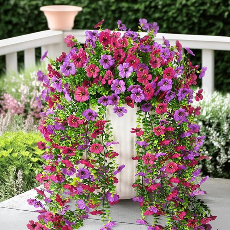 1/2 Stücke Künstliche Morning Glory Eukalyptus Wandbehang Gefälschte Violette Pflanzen Hängende Blumenranken für Hausgarten Hochzeiten Dekor – Detail 9