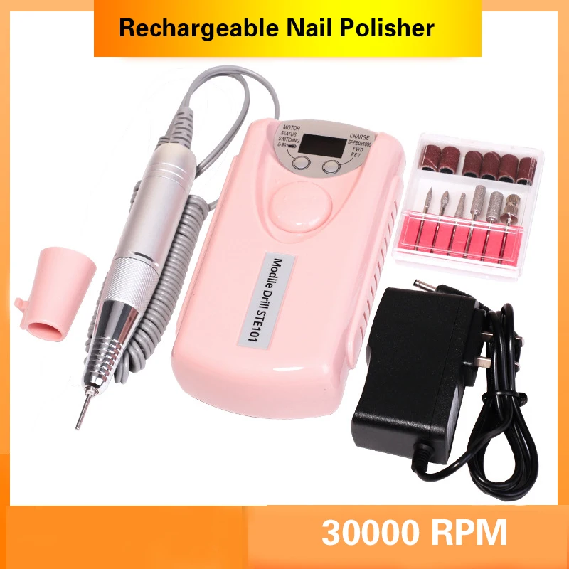 

30000 RPM Electric Nail Drill Machine Built-in 2200mAh Battery Machine Portable Pedicure Nail Polisher Grinding Device Nail Tool