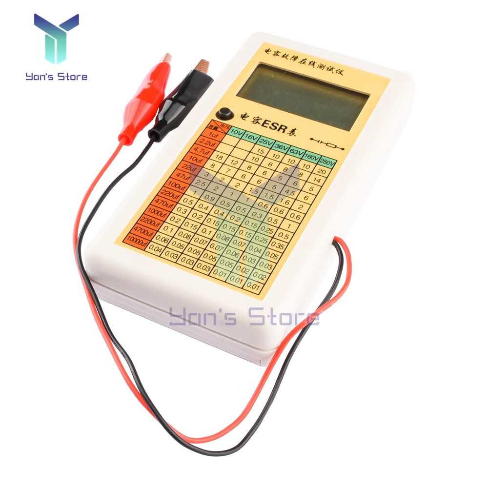 LCD Capacitance ESR Meter Fault Online Tester Internal Capacitor Ohmmeter Resistance Meter 0.01—99/1—9.9/10—99 Ohm Range Test 3