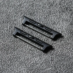 Black Titanium Stainless Steel Connector for Leather Watch Strap Adapter (A Black Color)