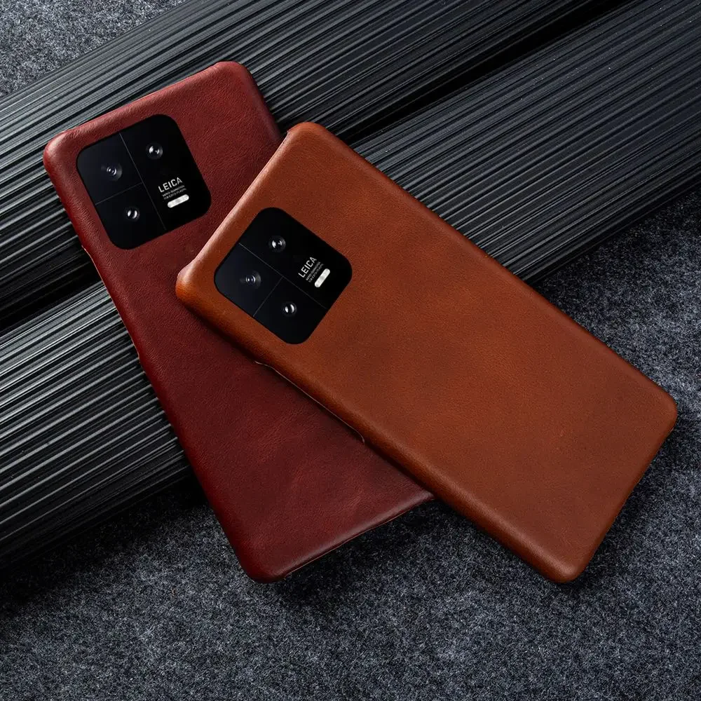 Premium Oil Wax Genuine Leather Retro Shockproof Phone Case - Stylish Protective Cover