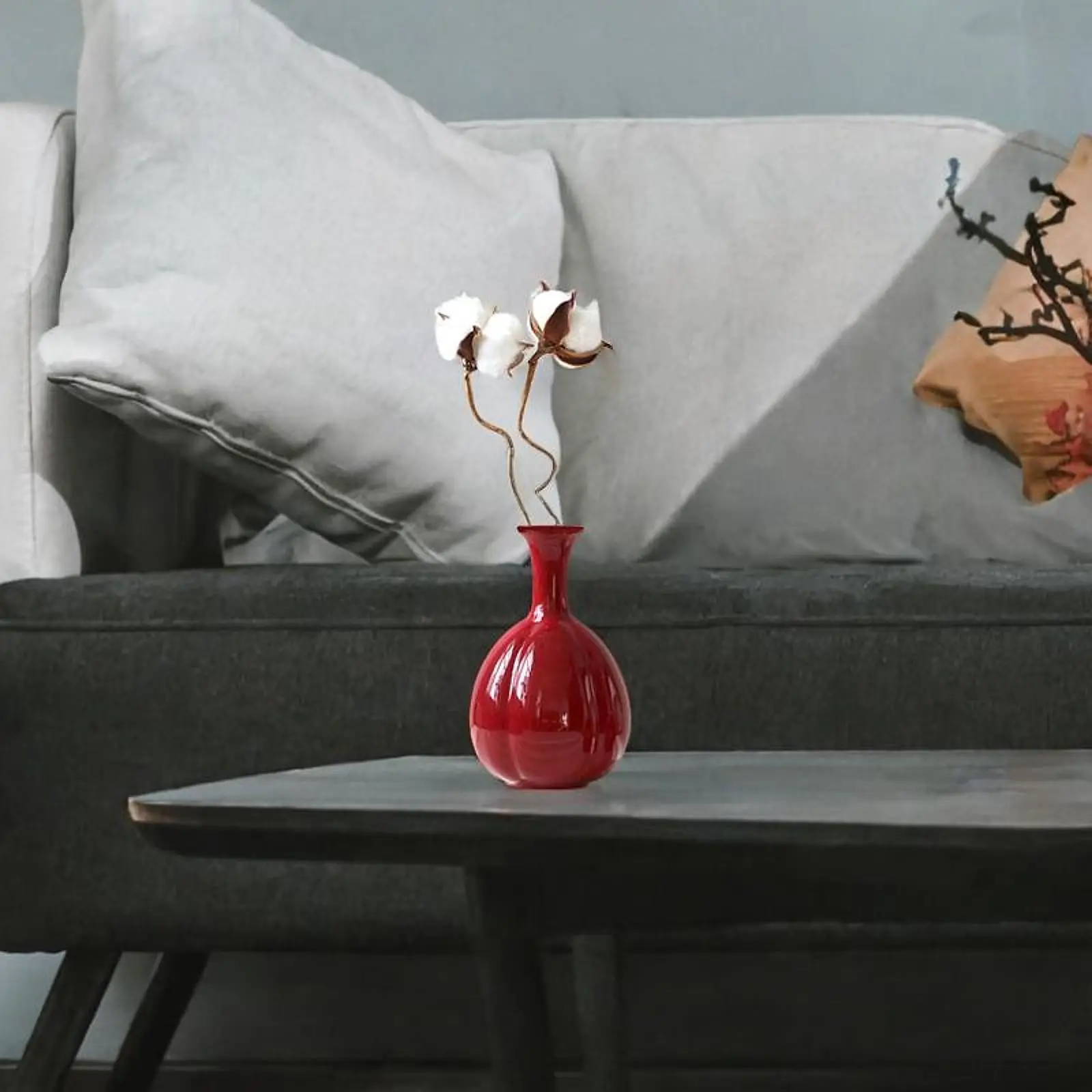 Red Ceramic Vase Decorative Vases Creative Flower Vases for Entrance Bookshelf