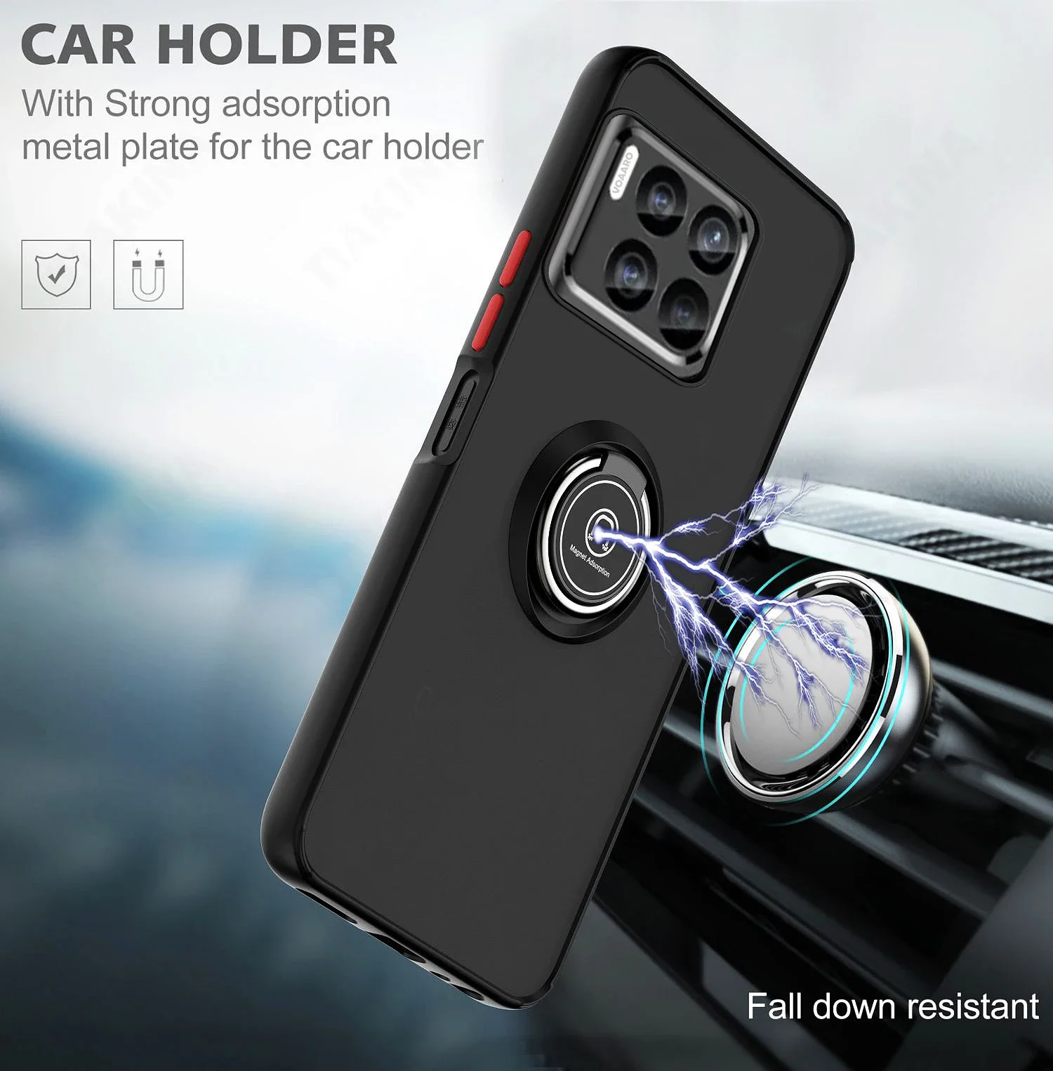 Matte Half Clear Magnetic Ring Stand Holder Armor Case Cover