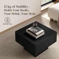 Table basse en chêne noir 60x60x31,5 cm en bois d'ingénierie - Table d'appoint moderne pour salon, table rectangulaire design pour boissons, livres et décoration, compacte et robuste 5