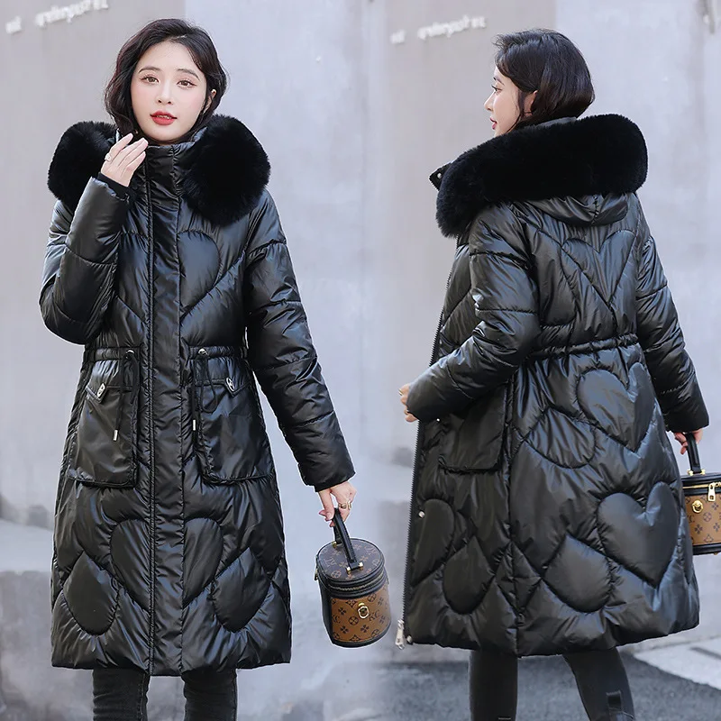 

New Coats Long Women Cotton Padded Clothing Snow Wear 2022 New Slim Fashion Warm Parkas Solid Jackets Outwear