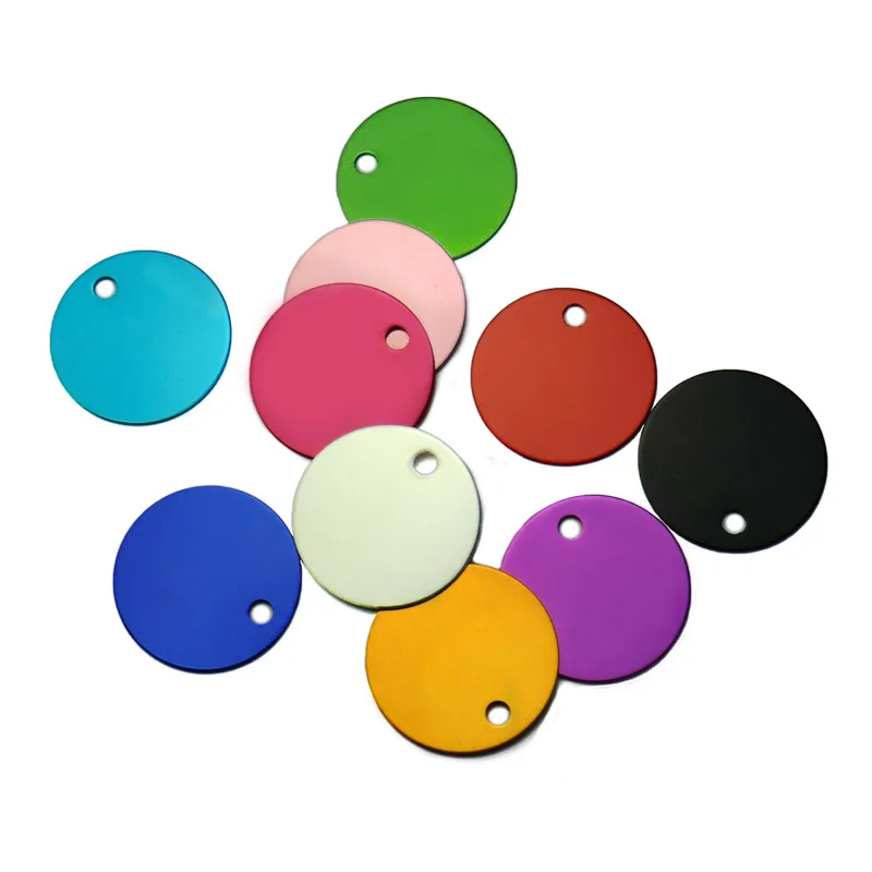 Pet id tags Dog collar tags Pet id medal pendant Id tag keychain Id tag holder 100Pcs Round Tags Dog Pet Id Tags Aluminum Anodizing NamePlate Engraved Dog Number ID Tag Card Charm