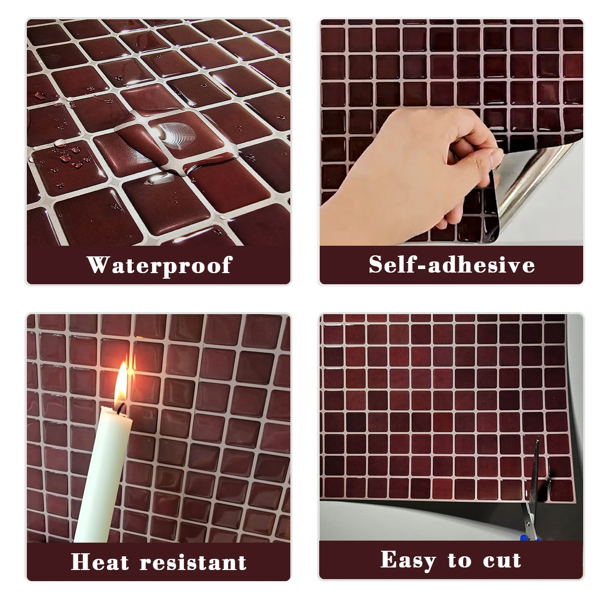 Kitchen backsplash self-adhesive wall tiles image 1