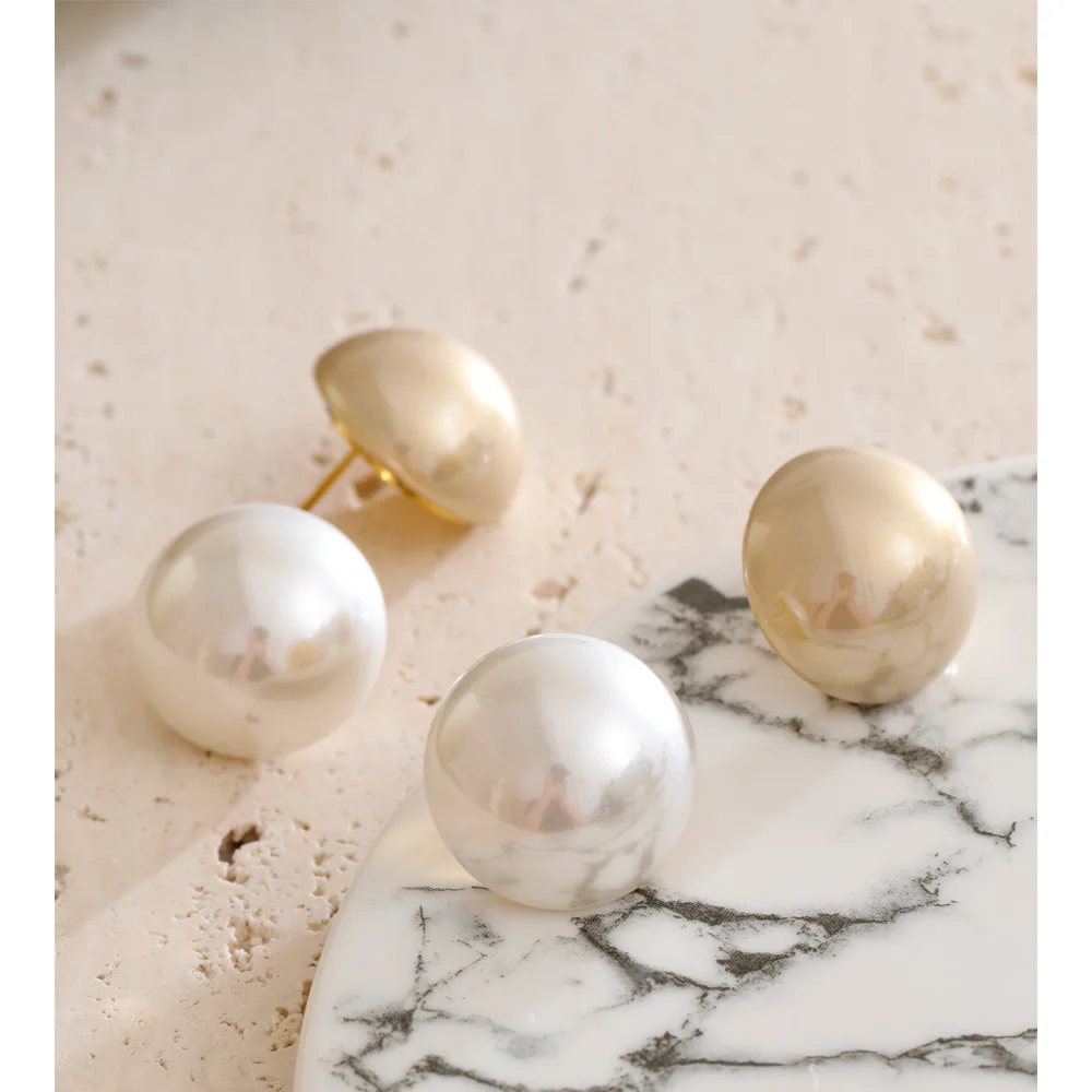 Yhpup Pearls Stud Earrings 20*20mm for Women