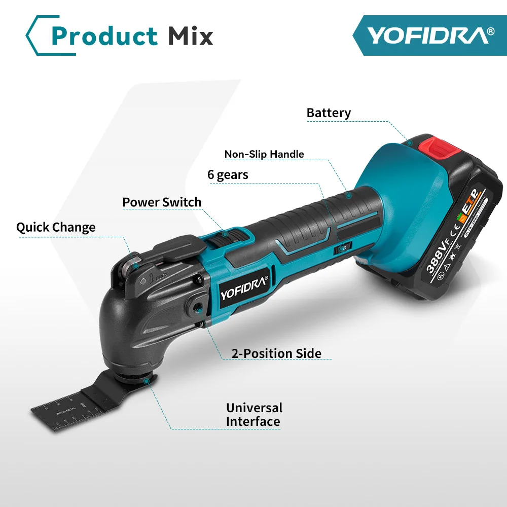 Oscillating Multi Tool 20000PM Cordless Level 6 Vibration Woodworking Tool Electric Decoration Trimmer for Makita 18v Battery 4