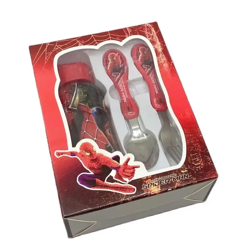 

Disney Tableware Set Cartoon Spiderman Frozen 2 Cars Fork Spoon Water Water Cup 3-piece Suit Children's Boutique with Box Gift