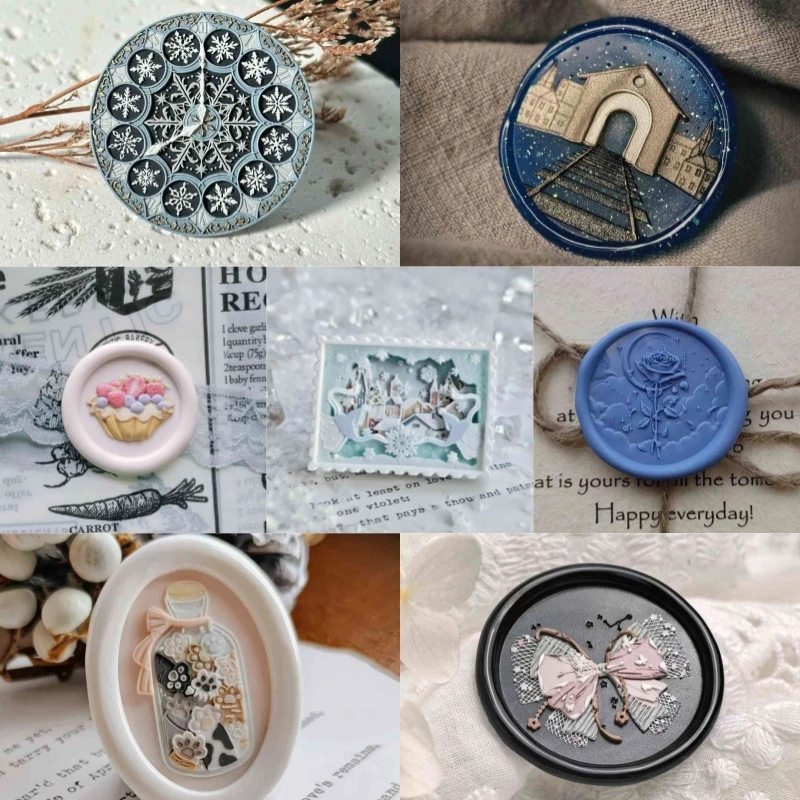 New Lacquer Seal Multi-Layer Fine Carving Cute Seal Head Embossed Copper Head Invitation Envelope Diy Stamp Toy