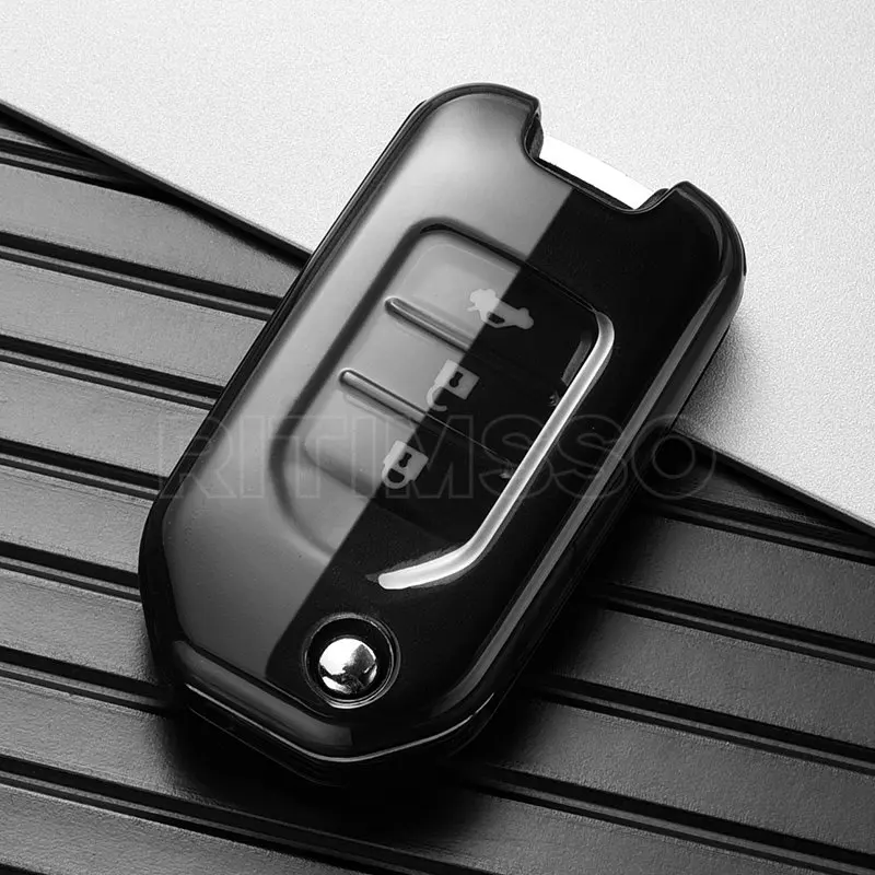 SANRILY Replacement Key Cover For Honda Flip Keys - Zinc Alloy & Leather Case, Fits 3-Button Key Fobs, No Signal Interference