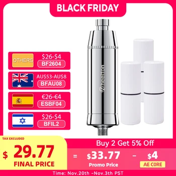 Wheelton สปาอาบน้ำคลอรีนกรองฝักบัวกรองน้ำแนบ3ตลับ 1