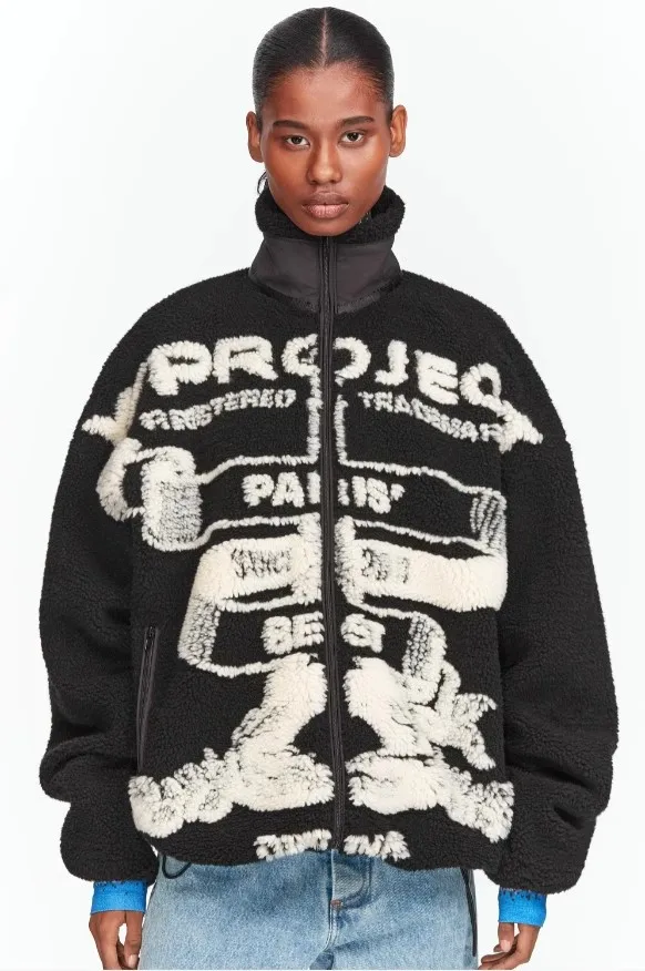2024 Y project Autumn/Winter Fleece Lamb Wool Zipper Cotton Coat High Collar Plush Jacket WY1085 6