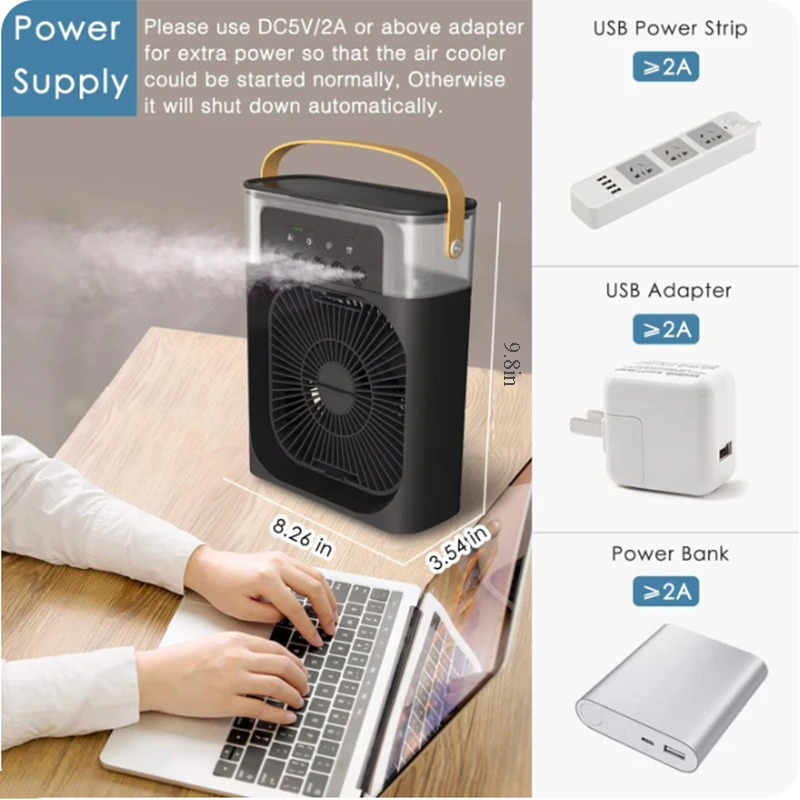 New 3 In 1 Fan AIr Conditioner Household Mini Air Cooler LED Night Light Portable Humidifier Air Adjustment Fan Office Home Fan 3