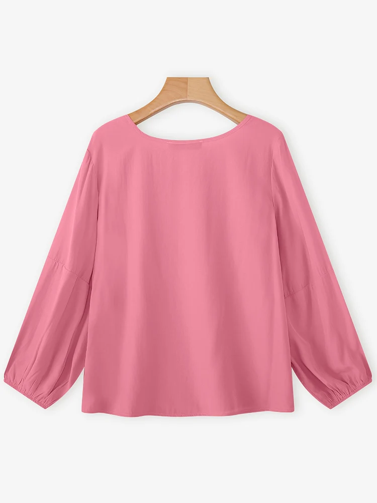 Women Long Sleeve White Casual Blouse Autumn Office Top