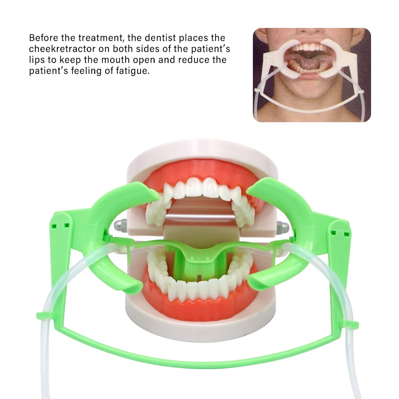 Abridor de boca dental com aspirador saliva Grande Retrator de lábio  ajustável Cheek Retrator Sistema de campo seco Instrumento de odontologia -  AliExpress