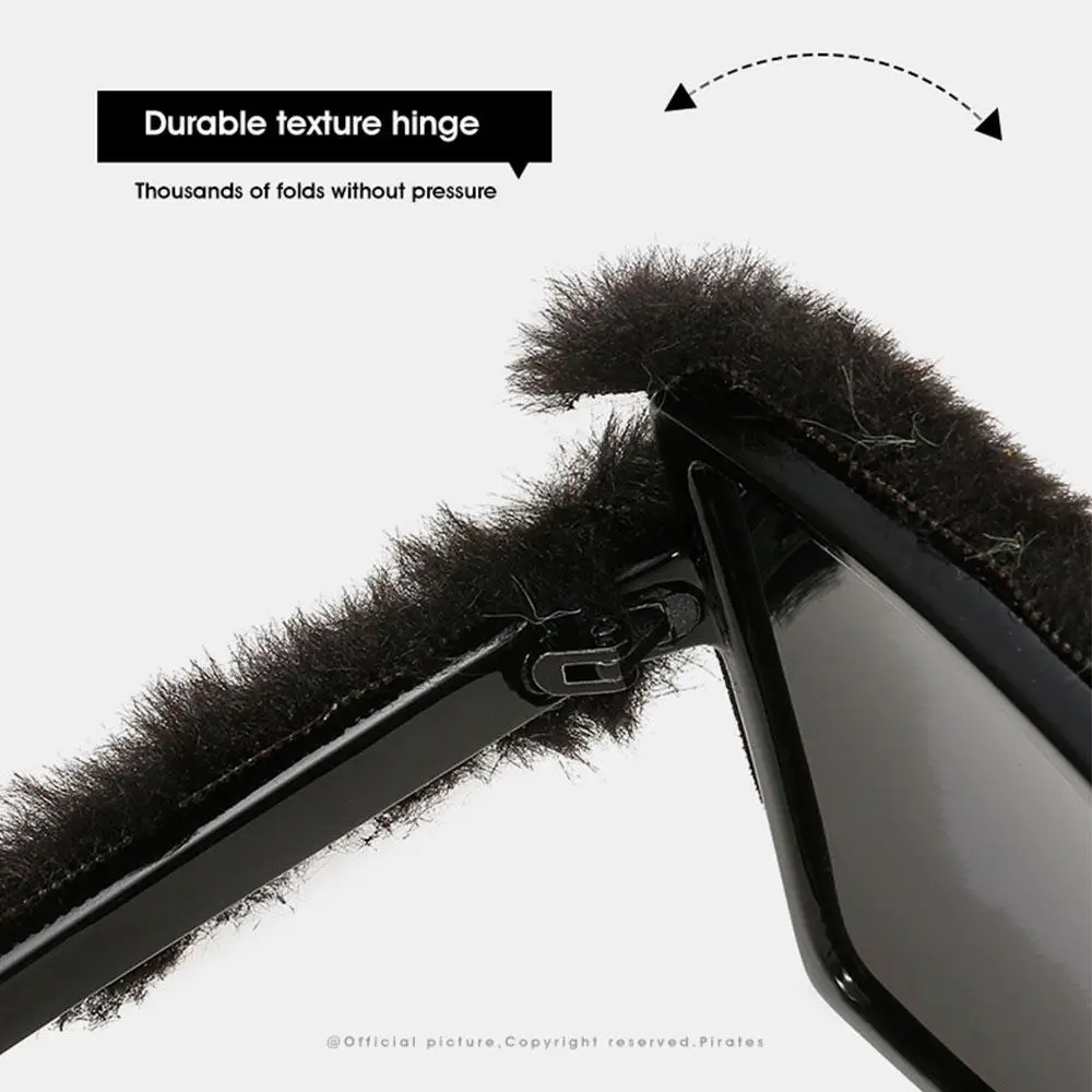 Übergroße Plüsch-Sonnenbrille, Y2K, flauschige Sonnenbrille mit quadratischem Rahmen, trendige Neuheitsbrille, Winterbrille, Weihnachten, Halloween, Party – Detail 11