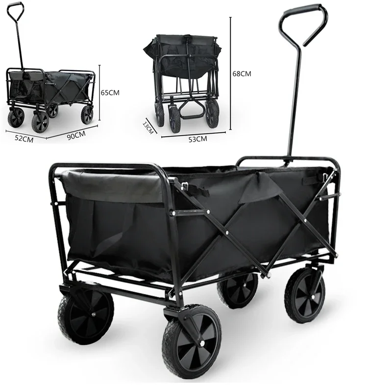 

New Foldable Beach Trolley Camping Metal Garden Stroller Hand Carts Portable Folding Outdoor Wagon Trolley FW80