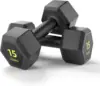 7304-a0e910.jpg 15 lb Dumbbells PVC Encase Coating Free Weight Dumbbell Set for Strength Training Home Gym Fitness and Full Body Workout