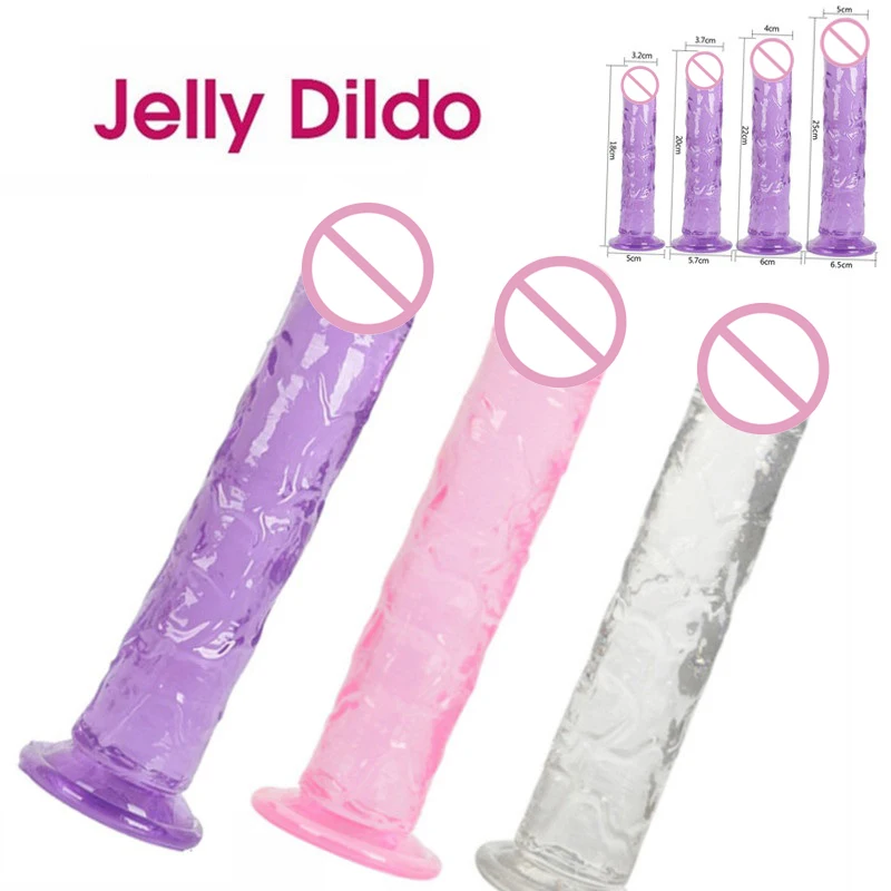 

3 Size Translucent Soft Jelly Big Dildo Realistic Fake Dick Penis Butt Plug Sex Toys for Woman Men Vagina Anal Massage