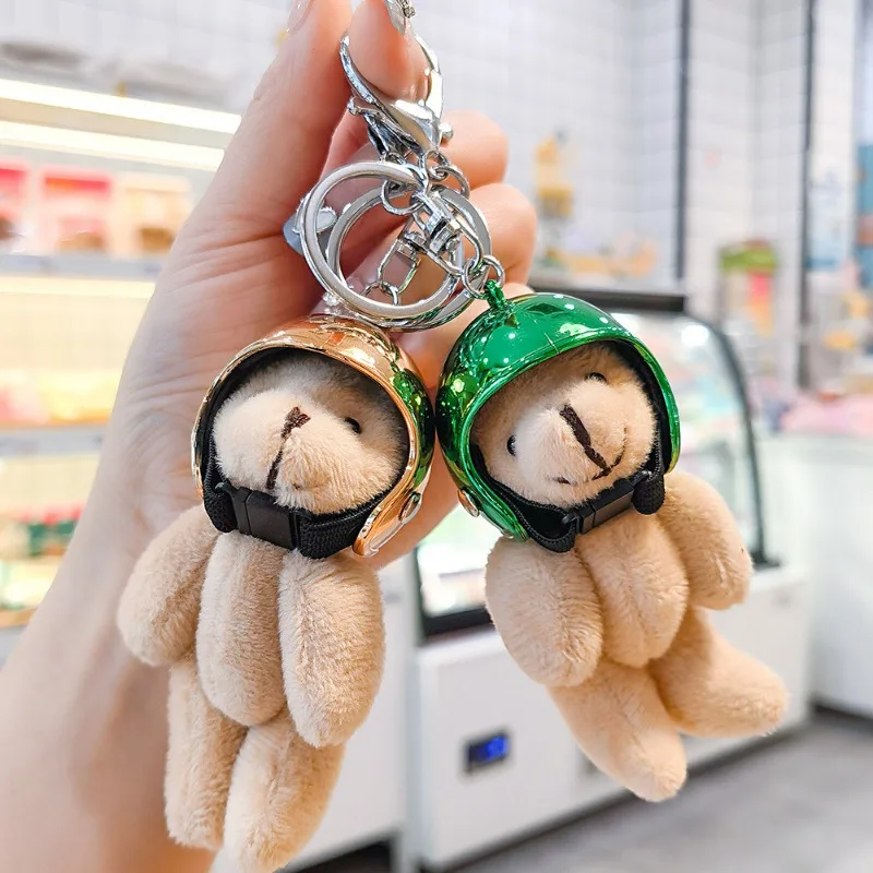 Portachiavi Orsetto Peluche Morbido Con Fiocco - Ciondolo Per Borsa E Zaino - Regalo Simpatico Per Ragazze - 3