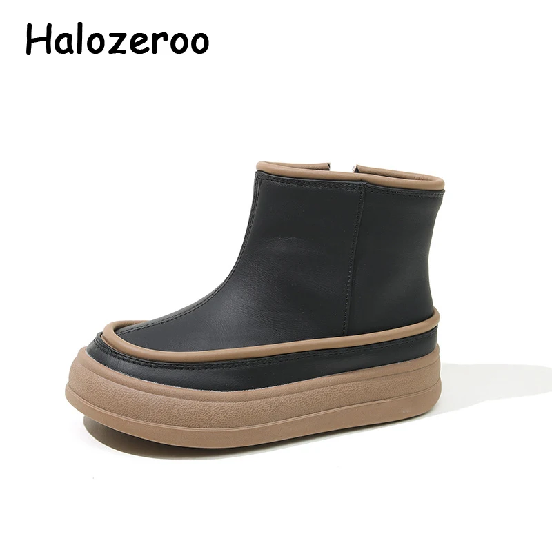 

New Kids Fashion Boots Baby Girls Black Ankle Shoes Children Brand Riding Boots Boys Warm Leather Platform Soft Shoes For Winter