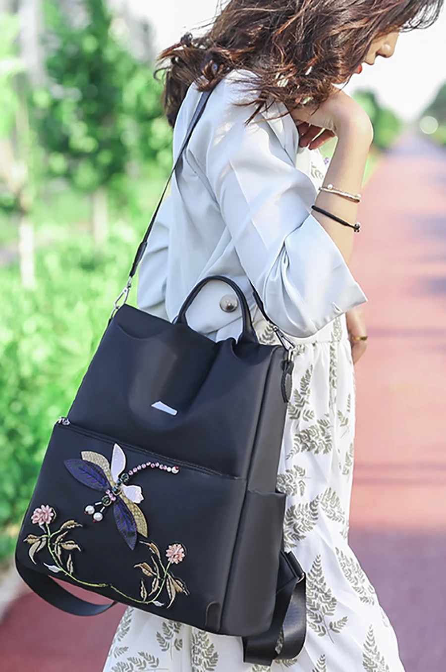 High Quality Oxford Zippered Backpack New With Multifunctional Anti Theft Backpacks Solid Color Dragonfly Animal Design Backpack