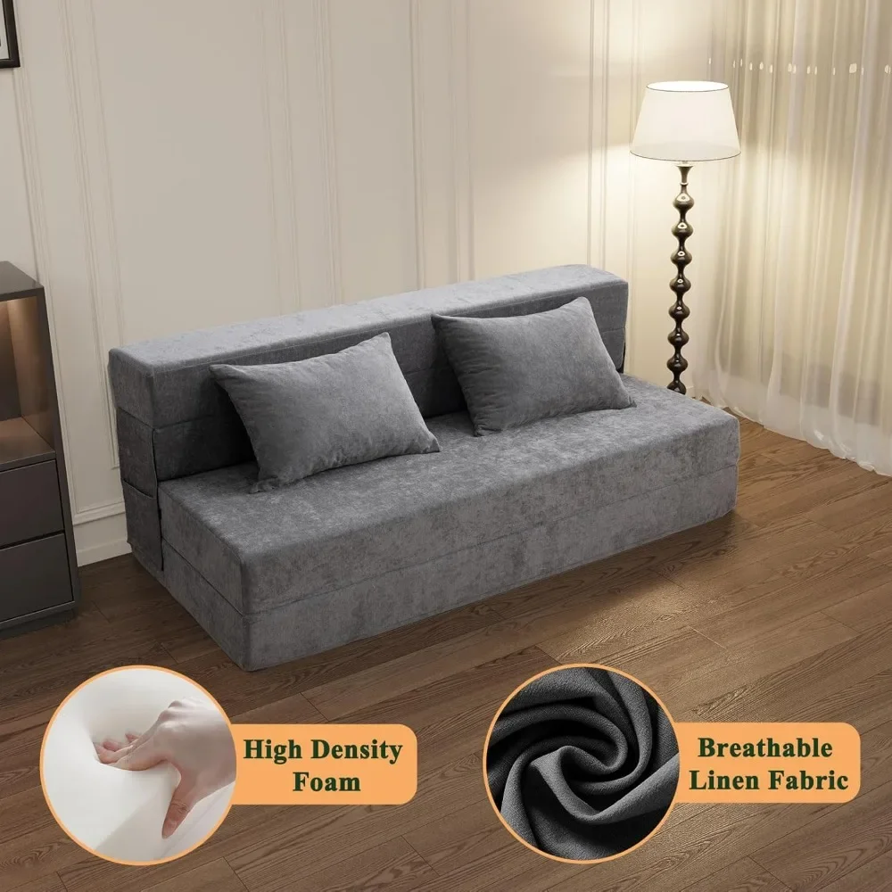 NEW-Folding Sofa Bed - Convertible Sleeper Chair with Pillow, Fold Out Couch, Foam Floor Mattress, Futon Couch, Lazy Sofa for Li