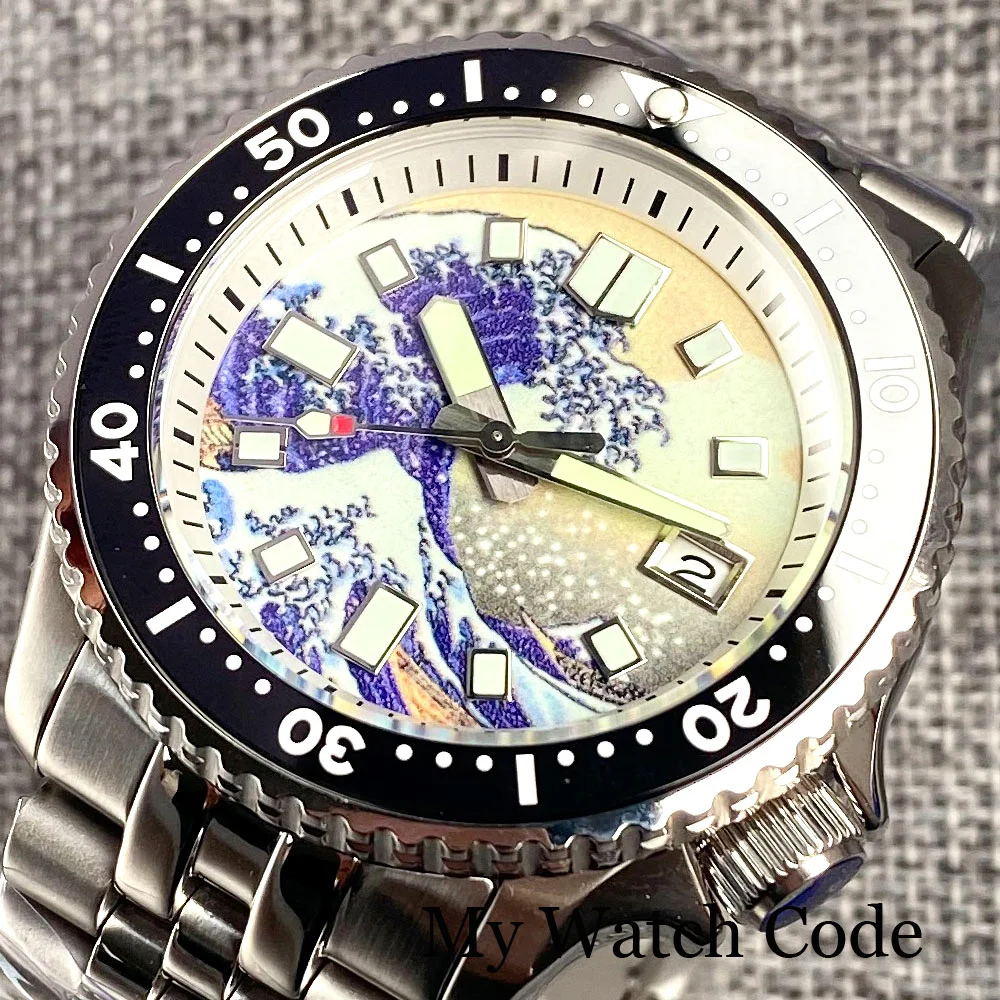Tandorio SKX Mod Kagawana Wave NH35AA Steel Mechanical Watch