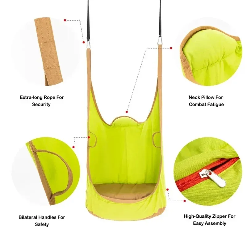 Swings for Room Indoor / Outdoor Children Kids Adults Garden Porch Dormitory Hammock Hanging Chair Frog Pod Swings Seat Portable