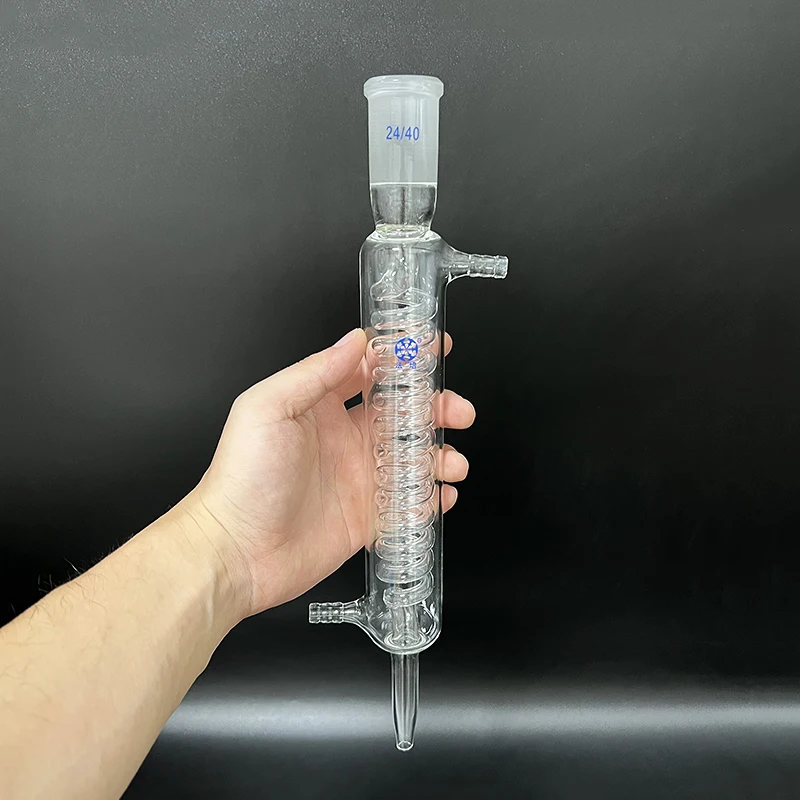 

FAPE Format serpentine condenser,L. 150mm/200mm/250mm/300mm/350mm/400mm/500mm,Full glass distiller condenser,Joint 24/40