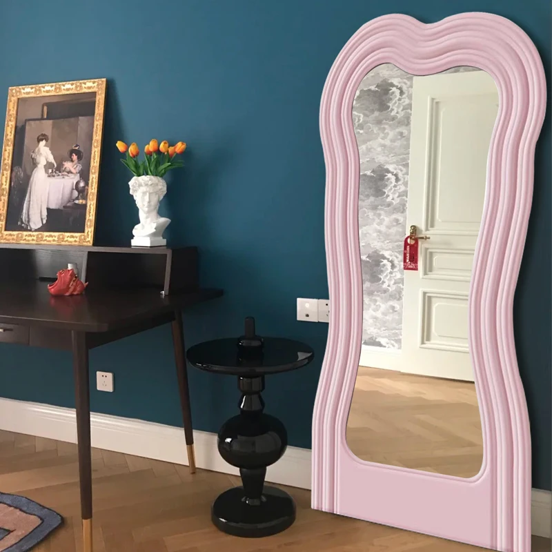 Big Standing Mirror Wall Stickers Pink Large Nordic Standing Full Length  Mirror Kawaii Home Decor Espejo Living Room Decoration - Decorative Mirrors  - AliExpress
