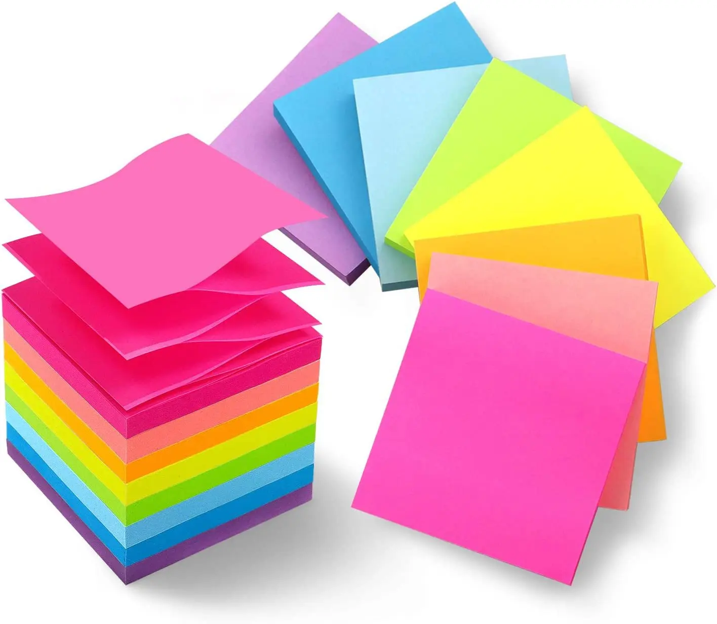 8 Pads Pop Up Sticky Notes 3x3 Refills Bright Colors Self-Stick Notes Pads Super Adhesive Sticky Notes Great Value Pack