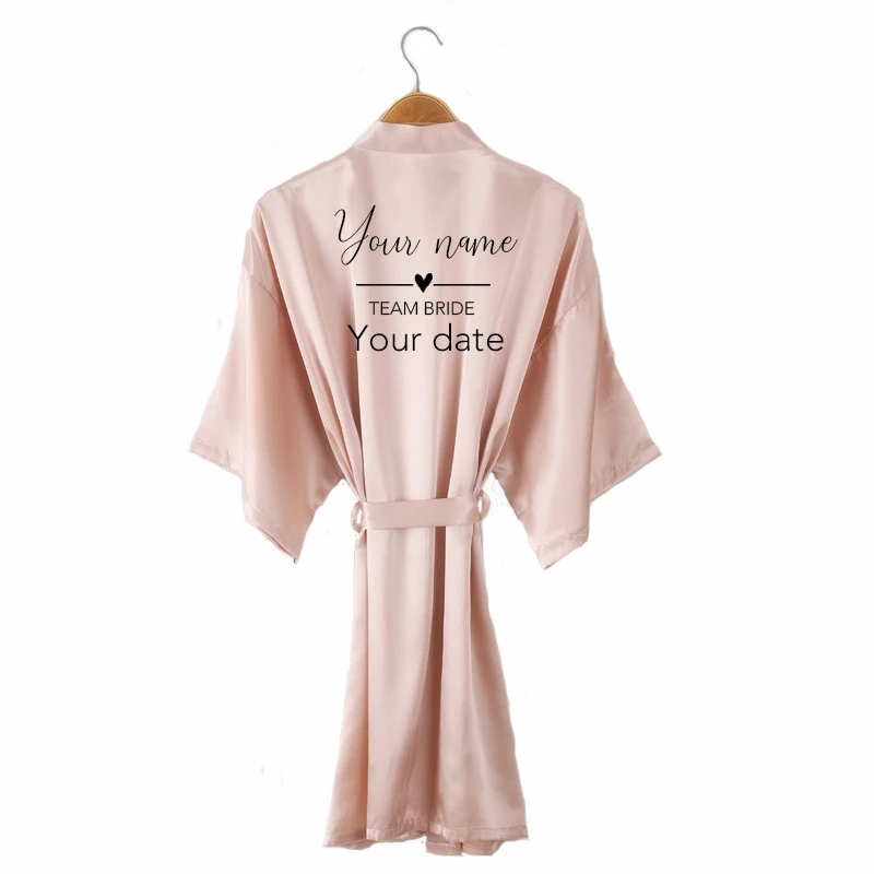 quick name wedding kimono robe personalized writing mauve satin sexy bridal shower gift women Getting Ready Robes bride robes