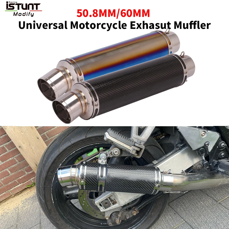 Universal 51mm/60mm Motorcycle Exhaust Escape Moto Systems Modify Carbon Fiber Muffler With Removable DB Killer For R15 CBR 500