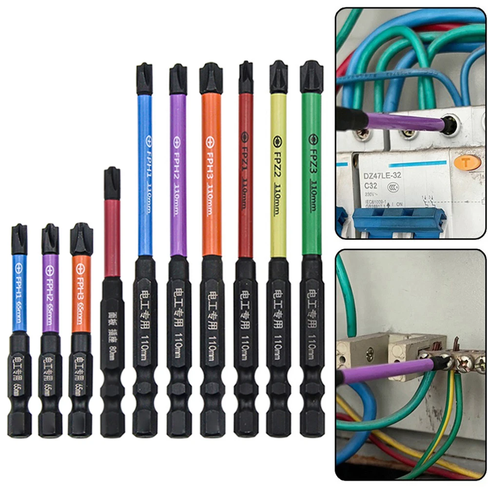 

10 Pcs/set Special Magnetism Cross Screwdriver Bit Alloy Steel Batch Head Nutdrivers For Electrician FPH FPZ 65-110mm Hand Tools