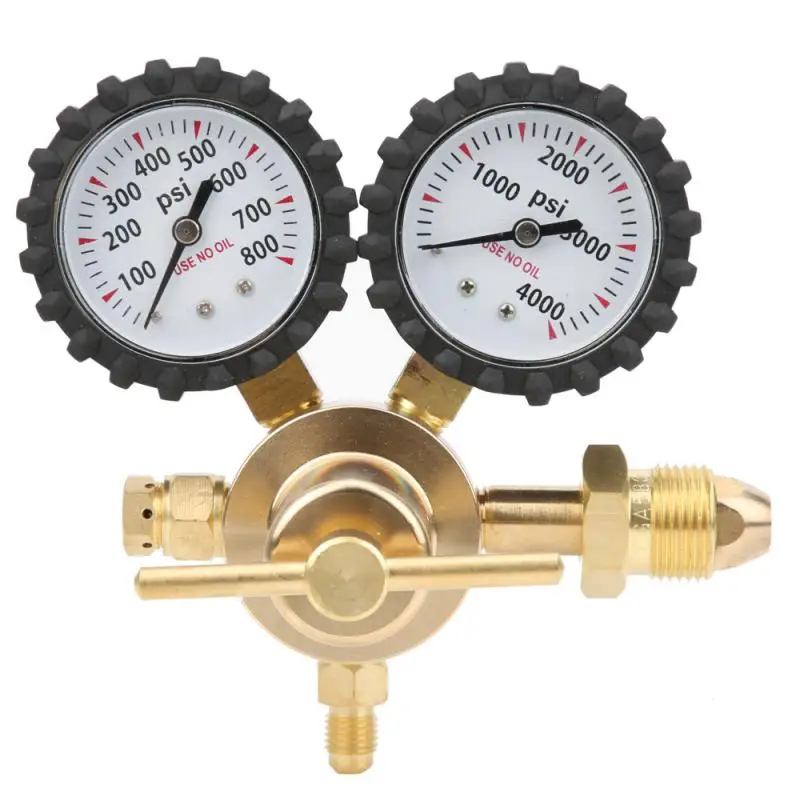 

B50 Nitrogen Regulator Gauge Pressure Equipment 0-600PSI CGA580 Inlet 1/4 inch Flare Output Brass Connection Gauges Leakage