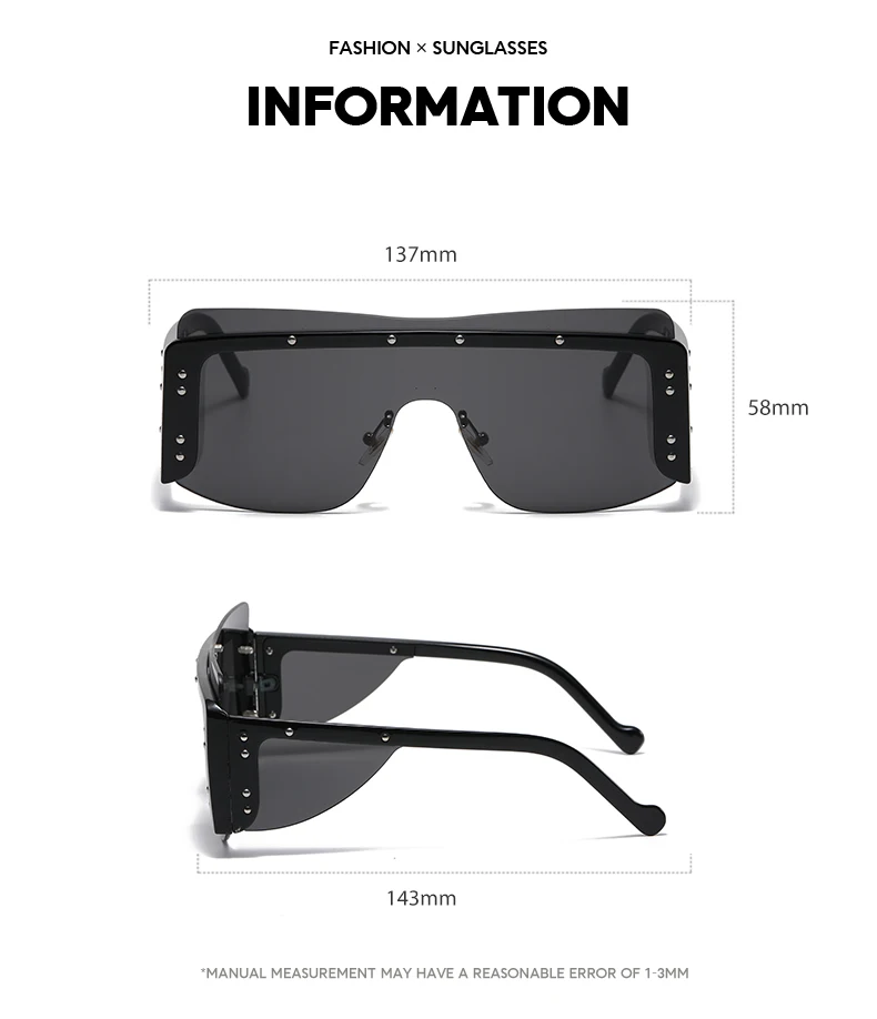 womens ray bans Fashion occident style rice nails one piece windshield sunglasses for men/women luxury designer UV protection personalized очки Women's Glasses