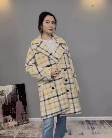

Spanish fashion wool coat wool coat autumn and winter plaid coat