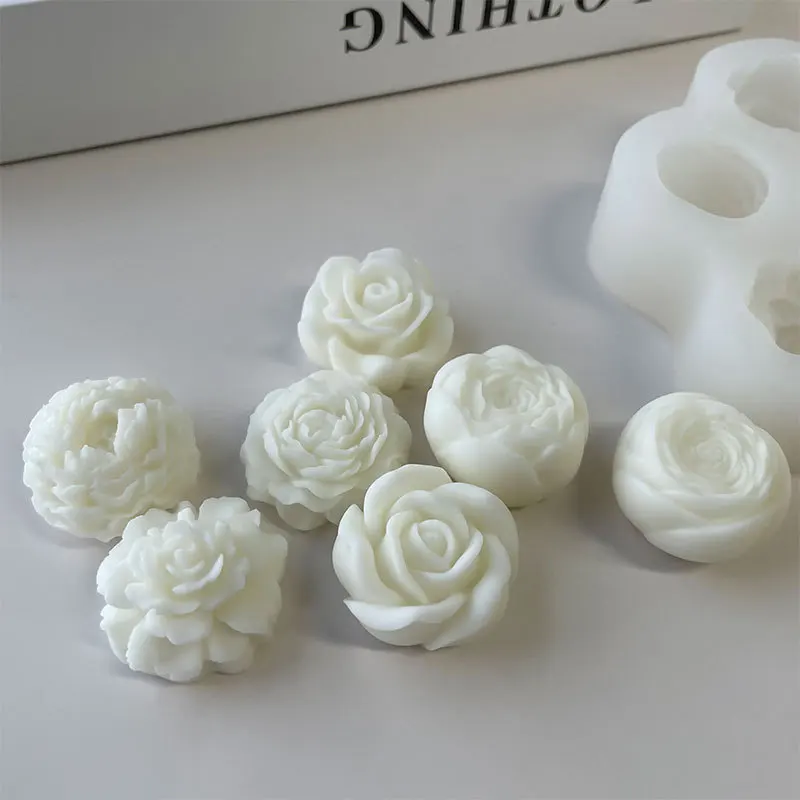 Handmade Rose Flower Table Ornaments Mold Aroma Plaster Silicone